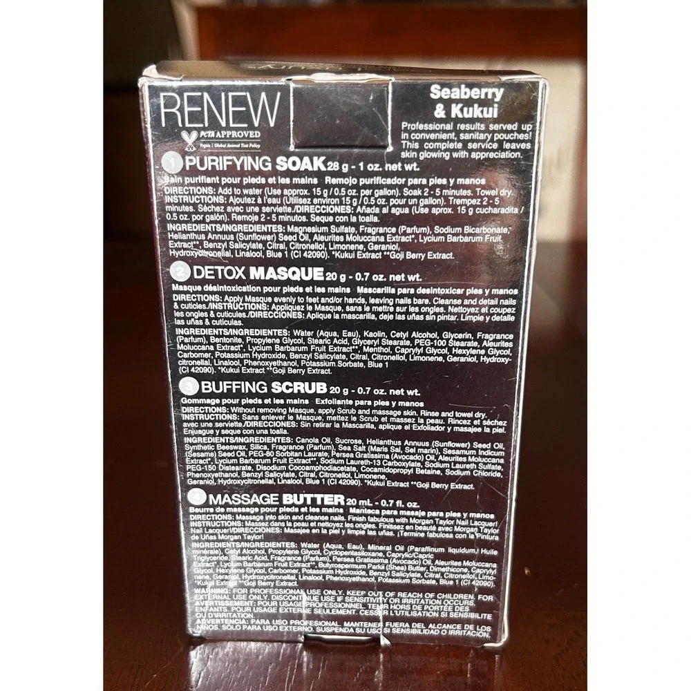 New Morgan Taylor Luxury Renew Seaberry Kukui 4-Step Pedicure Manicure Set 51317